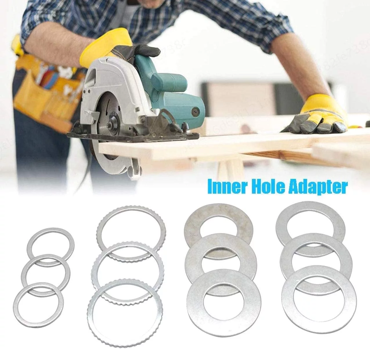 mitre saw blade and a set of reducing rings