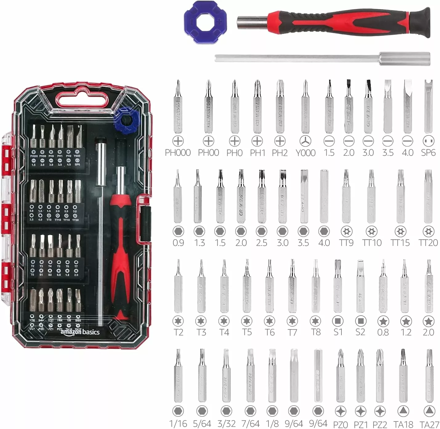 Amazon Basics 51-Piece Precision Screwdriver Bit Set