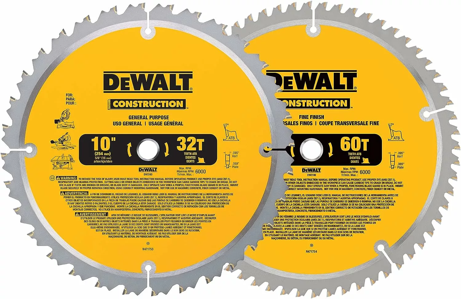 DEWALT 10-Inch Miter / Table Saw Blades