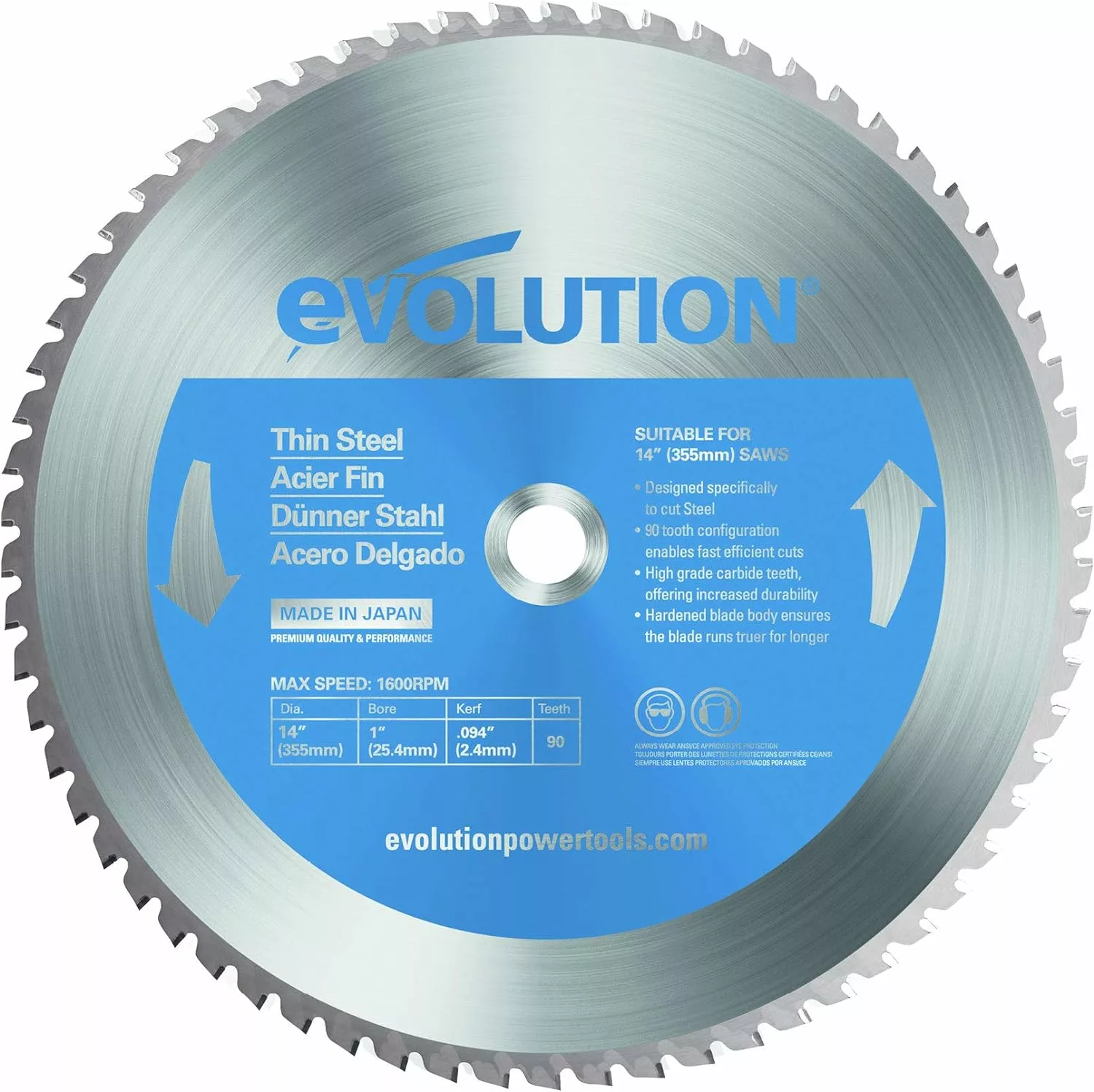 Evolution Power Tools T355TCT-90CS Circular Saw Blade