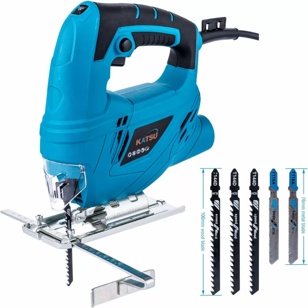 Jigsaw, KATSU Electric Jigsaw Tool 400W with 5 Blades, Variable Speed, for Plastic Wood Steel Cutting (Budget Range) 101624