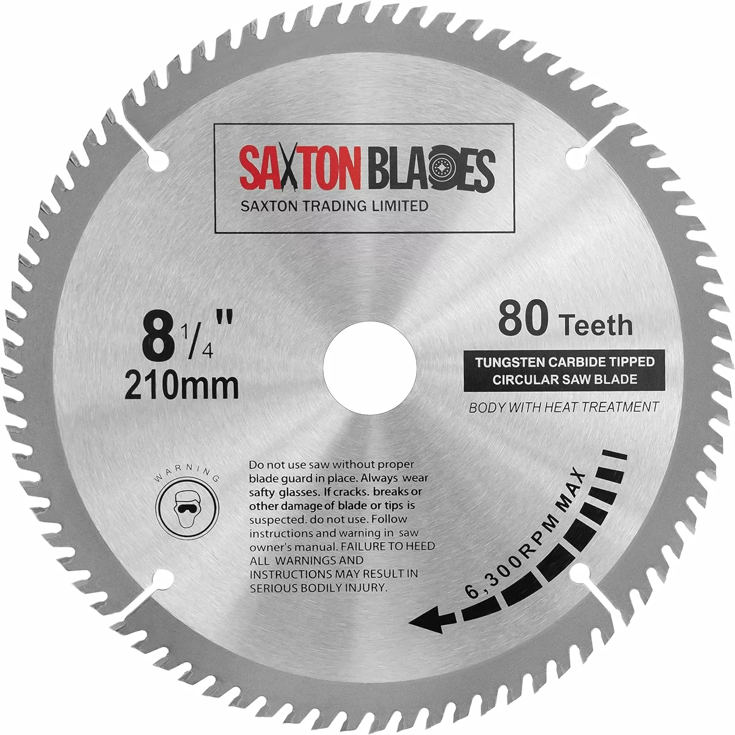Saxton TCT Circular Wood Mitre Saw Blade 210mm x 80T x 25.4mm Bore fits Evolution Rage Saws