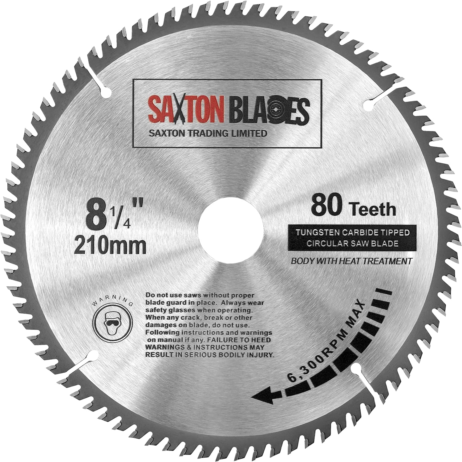 Saxton TCT Circular Wood Saw Blade 210mm x 30mm x 80T