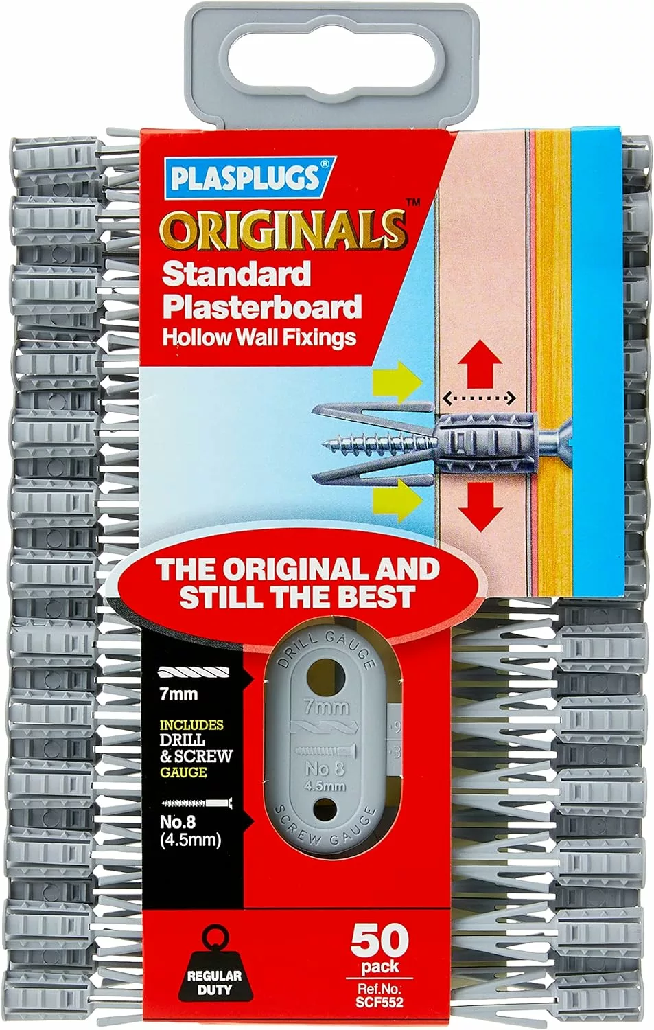Plasplug SCF552 Plasterboard Fixings Value Pack Includes 50 Fixing