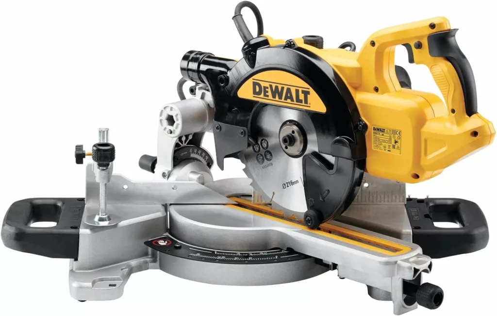 DEWALT DWS774-GB 216-mm 230V Slide Mitre Saw with XPS - Yellow/Black