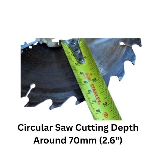 Circular Saw Cutting Depth shown using a tape measure