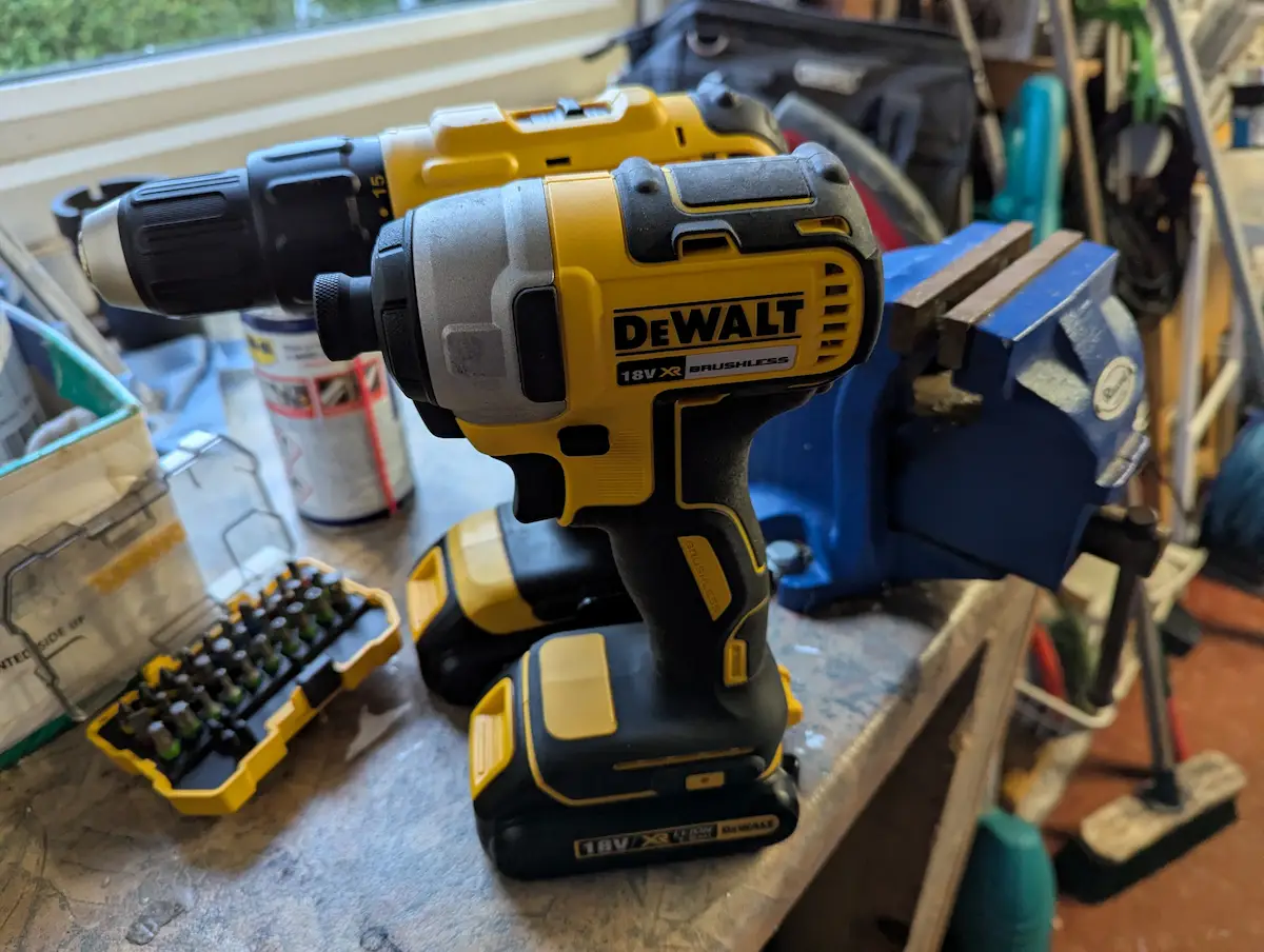 DCF776 and DCF787N side by side on my UK garage workbench