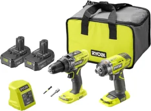 Ryobi R18PD3RID-213S 18V ONE+ Cordless Combi Drill and Impact Driver Starter Kit
