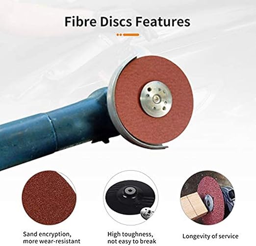 Dyna-Living 30Pcs 115mm Fiber Discs for Sanding & Grinding with Rubber Backing Pad for Angle Grinder