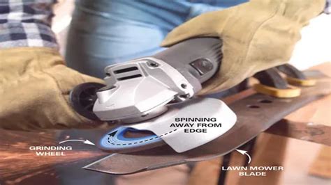 angle grinder being used to sharpen blades