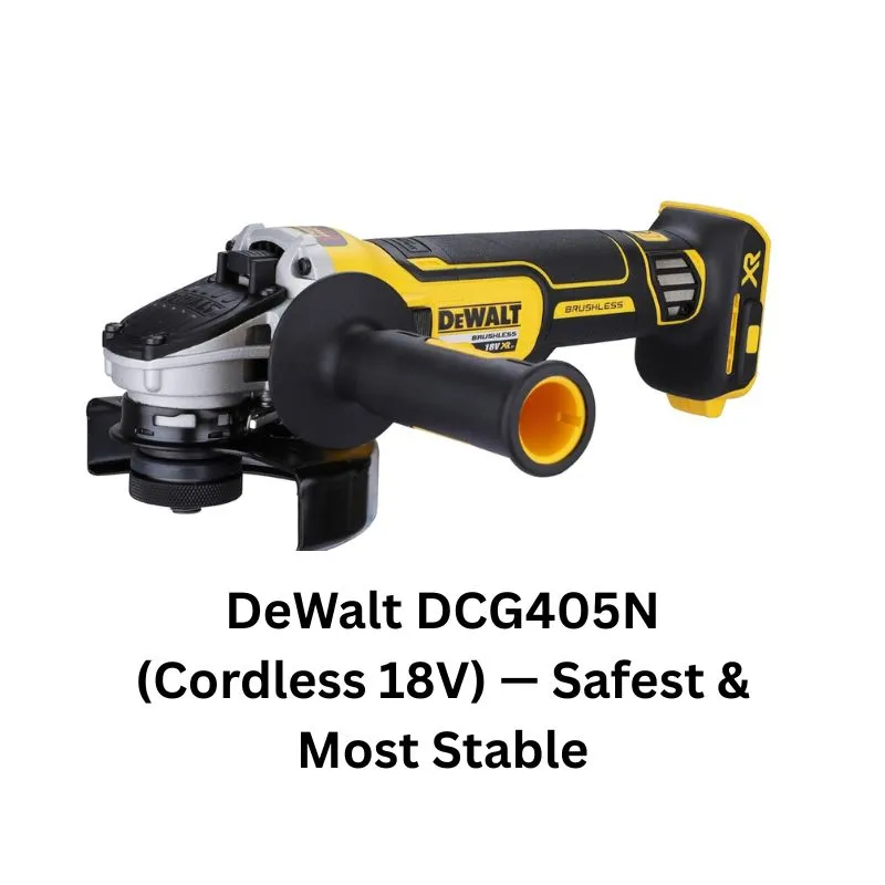 DeWalt DCG405N side view without battery attached