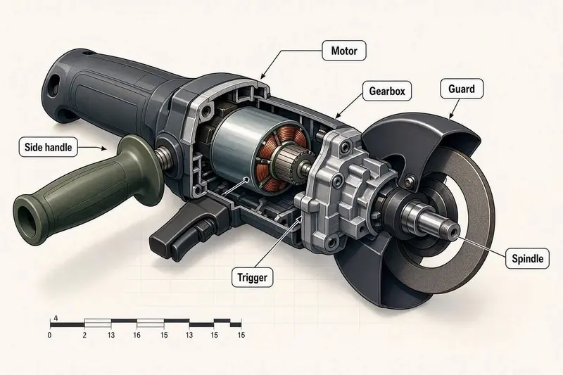 angle grinder illustrating the guard