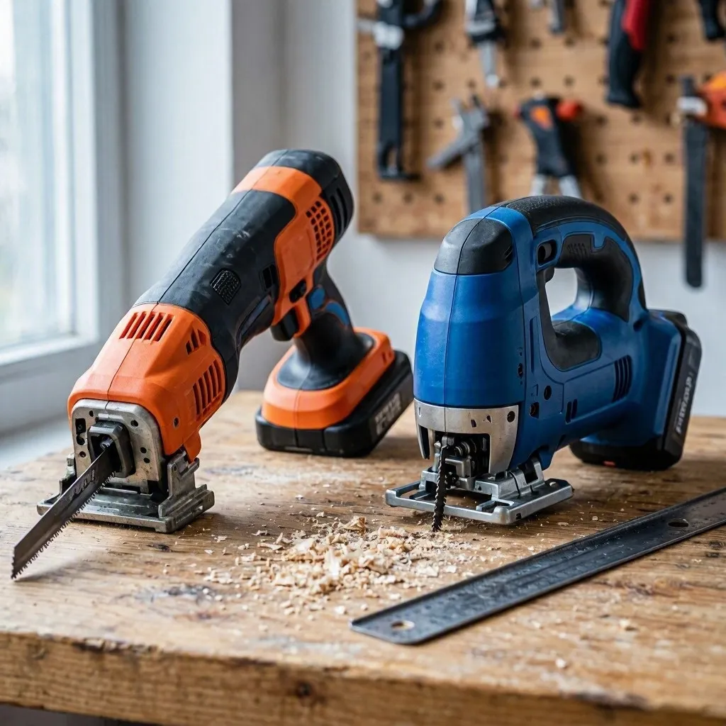 a reciprocating saw side by side with a jigsaw