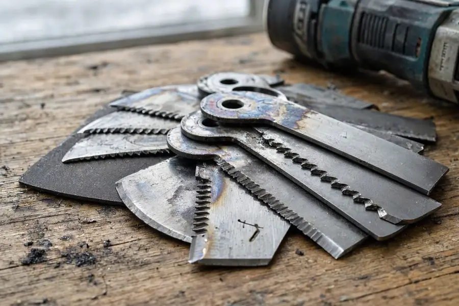 oscillating multi-tool blades worn and burn marks on them