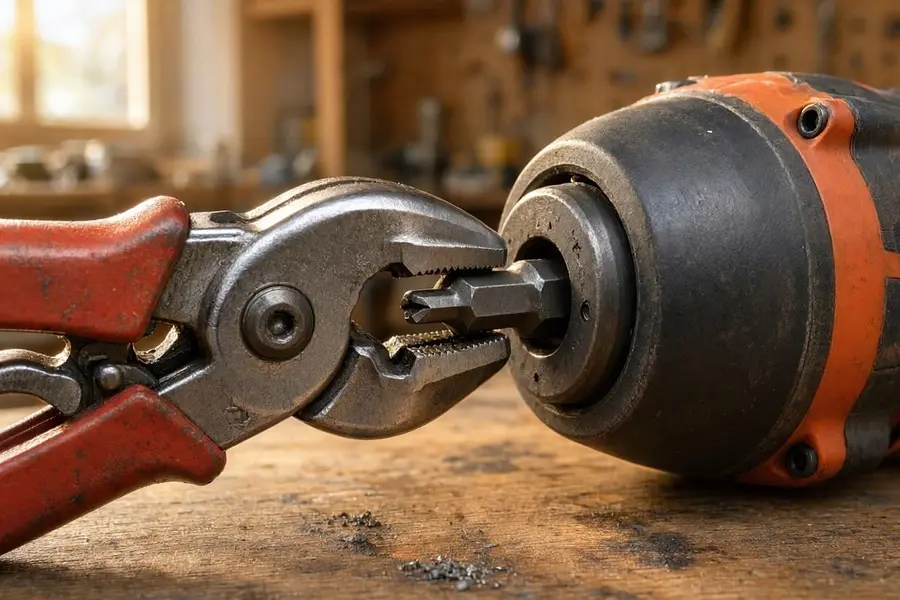 a pair of locking vise-grip pliers tightly onto the exposed shaft of the bit.