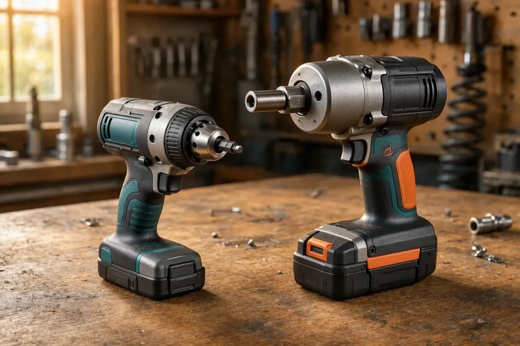 impact driver beside an impact wrench