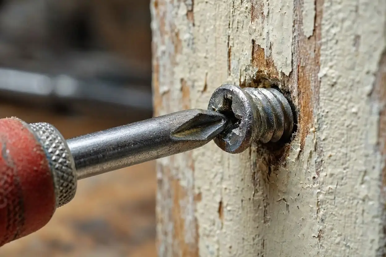 How to remove a stripped screw using a screwdriver.